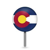 Map pointer with flag of Colorado. Vector illustration.