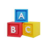 3D Render Alphabet Blocks Icon isuitable for website png