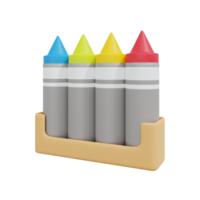 3d render of crayons education icon png