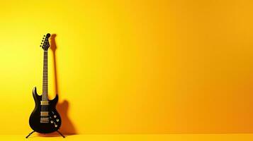 Horizontal electric guitar silhouette on a yellow background photo