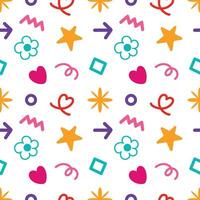 abstract, heart, flower handdrawn seamless pattern background for print vector