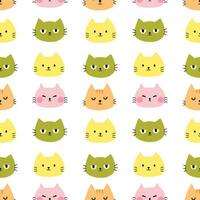 Cute cat face seamless pattern background for illustration, wallpaper, note, poster, vector