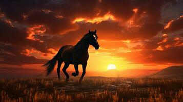 Sunset horse silhouette photo