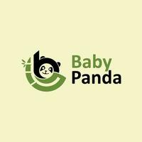 linda bebé panda ocultación detrás de bambú árbol vector