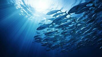 Barracuda silhouette with light rays in the Indian Ocean Andaman sea Thailand photo