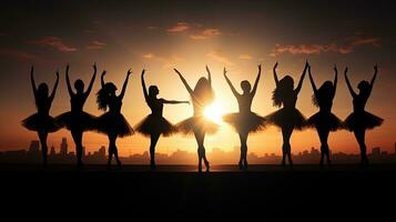 Modern ballet performers in shadow. silhouette concept photo