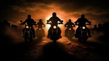 Motorbikers. silhouette concept photo