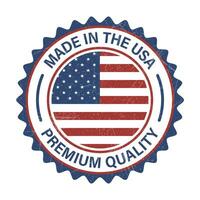 Made In USA Stamp, Made In The USA Label, Premium Quality Badge, Original Product By United States Of America, National Flag Vector, With Grunge Texture Vector Illustration