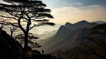 Famous South Korean mountain Jirisan. silhouette concept photo
