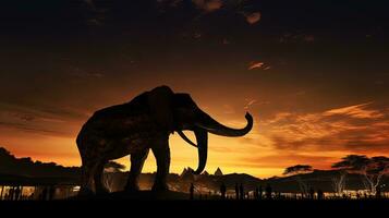 elefante estatua contorno a noche en chiang mai Tailandia safari. silueta concepto foto