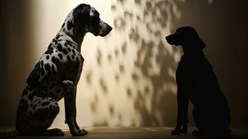 Dalmatian shape against a spotted background. silhouette concept photo