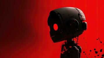 Cute robot s silhouette on a red backdrop photo