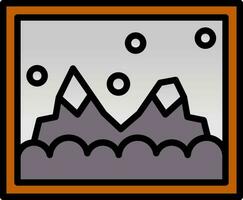 Nevado paisaje pintura vector icono diseño