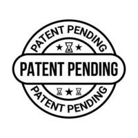 patentar pendiente insignia, caucho estampilla, patentado pendiente etiqueta, pendiente icono, logo, retro, antiguo, con garrapata marca y cheque marca emblema, patentar aplicado icono, intelectual propiedad vector ilustración