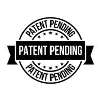 patentar pendiente insignia, caucho estampilla, patentado pendiente etiqueta, pendiente icono, logo, retro, antiguo, con garrapata marca y cheque marca emblema, patentar aplicado icono, intelectual propiedad vector ilustración