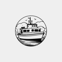 vector logo of a ship in the ocean