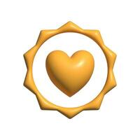 3d rendered love heart reward badge icon photo