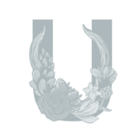 Letter U Floral Alphabet png