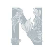 lettera n floreale alfabeto png