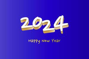 Happy New Year 2024. 3D Numbers on a White Background vector