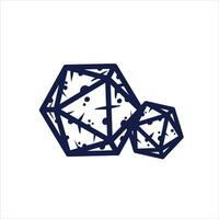 Dice d20 for playing Dnd. Dungeon and dragons board game. Cartoon outline drawn illustration vector