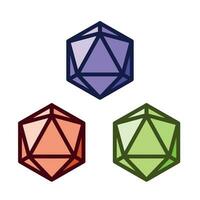 Dice d20 for playing Dnd. Dungeon and dragons board game. Cartoon outline drawn illustration vector