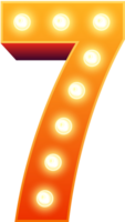 Nummer 7 retro Licht Glühbirnen Element isoliert Illustration png