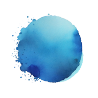 Art watercolor blue circle paint blotch or wedding. Transparent png. Generative ai png