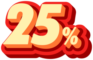 venda 25 percentagem, promoção rótulo oferta, alfabeto 3d texto efeito, promoção desconto rótulo. png