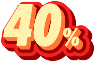 Sale 40 percentage, Promotion label sale, alphabet 3d text effect, promotion discount label. png