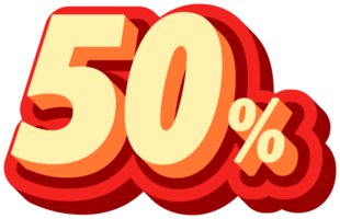 venda 50. percentagem, promoção rótulo oferta, alfabeto 3d texto efeito, promoção desconto rótulo. png