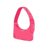 Small Pink fashion handbag 00s, 2000s. Hand drawn flat cartoon element. Vector illustration