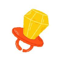 Lollipop in the shape of a ring with a diamond 00s, 2000s. Hand drawn flat cartoon element. Vector illustration