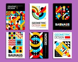 Abstract bauhaus posters. Geometric shapes pattern vector