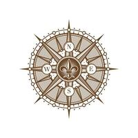 Vintage medieval antique wind rose compass sketch vector