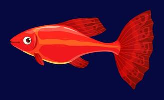 Fish cartoon character, funny red tropical fish vector