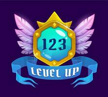 Game interface level up badge and win bonus icon vector