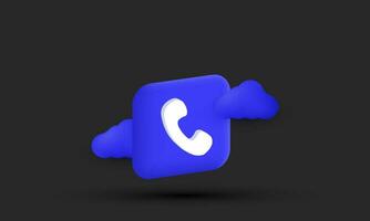 illustration blue cloud call phone vector icon 3d  symbols isolated on background