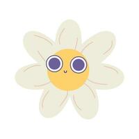 groovy daisy flower smiley vector