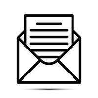 de moda correo electrónico icono, mensaje icono, correo icono, bandeja de entrada firmar, mensajería símbolo, sobre negro y blanco, letra enviando mensaje vector ilustración