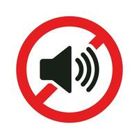 No Sound Icon, No Noise, Mute Button, Keep Your Volume Lower, Silence Icon, Speaker Icon, Megaphone Symbol, Turn Off Button With Red Cross Vector Illustration, Musical Design Elements