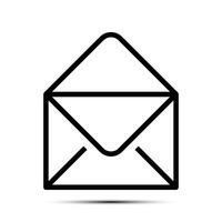 de moda correo electrónico icono, mensaje icono, correo icono, bandeja de entrada firmar, mensajería símbolo, sobre negro y blanco, letra enviando mensaje vector ilustración
