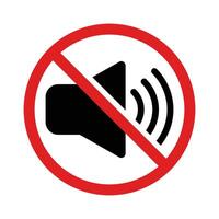 No Sound Icon, No Noise, Mute Button, Keep Your Volume Lower, Silence Icon, Speaker Icon, Megaphone Symbol, Turn Off Button With Red Cross Vector Illustration, Musical Design Elements