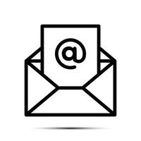 de moda correo electrónico icono, mensaje icono, correo icono, bandeja de entrada firmar, mensajería símbolo, sobre negro y blanco, letra enviando mensaje vector ilustración