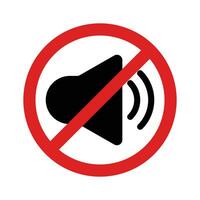 No Sound Icon, No Noise, Mute Button, Keep Your Volume Lower, Silence Icon, Speaker Icon, Megaphone Symbol, Turn Off Button With Red Cross Vector Illustration, Musical Design Elements