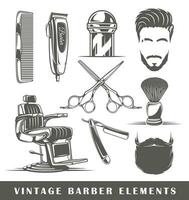 Set of elements of the barbershop isolated on white background vector