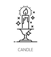 Candle, witchcraft and magic thin line icon vector