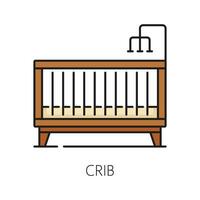 Crib or infant bed, furniture icon, home interior vector