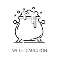 Witch cauldron, witchcraft magic icon for esoteric vector