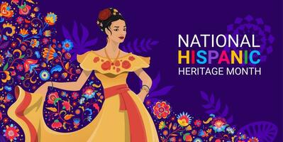 Dancing woman national hispanic heritage month vector